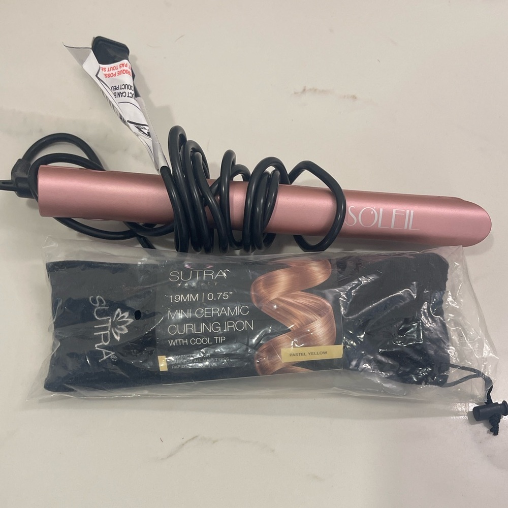 Soleil Pink Mini Fkat Iron + Sutra Mini Curling Iron w-cool
Tip